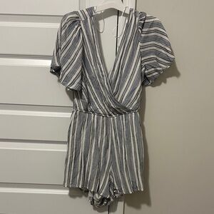 Striped V-Neck Romper